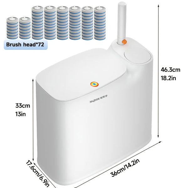 2-in-1 Trash Can With Toilet Brush And Brush Head | White Rectangular Modern Bathroom Narrow Seam Trash Can With Push-On Lid